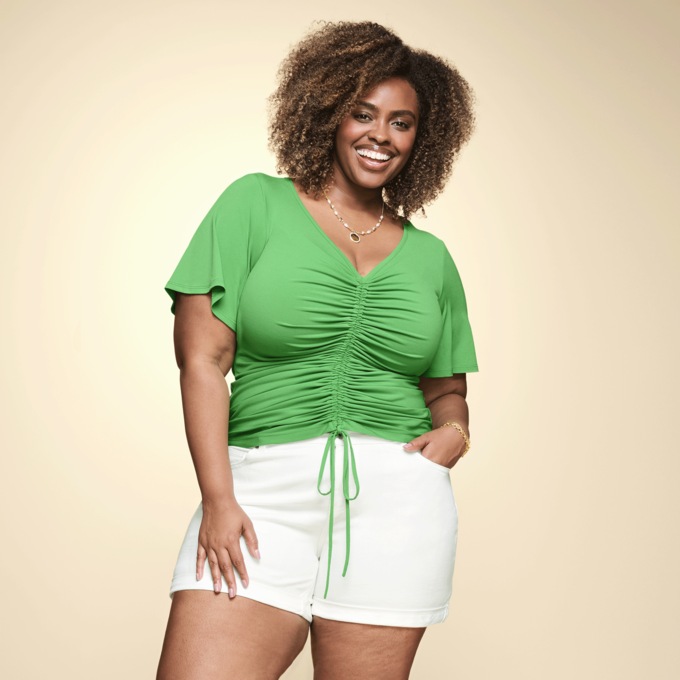 Brooklynn Cinched Short-Sleeve Top, , large