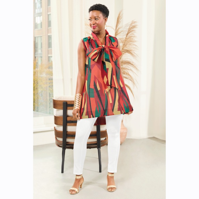 Saylor Sleeveless Tunic, Orange Multi, large