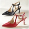 Double T-Strap Pump for Women in Faux-Patent Leather with Vintage Styling, , large
