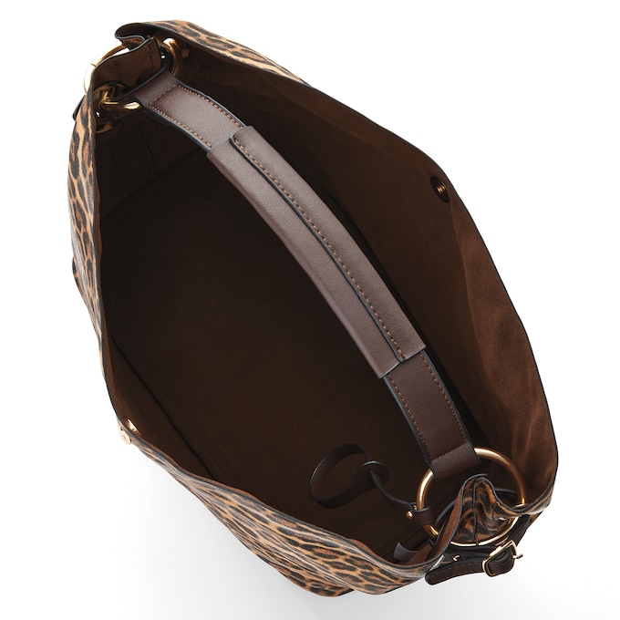 2-Piece Leopard-Print Faux-Leather Bucket Bag & Crossbody Purse Set for Women, , large