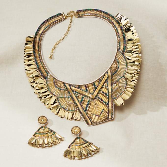 Multicolor Bead Necklace & Earring Set, , large