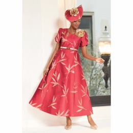 Kaydence Jacquard Maxi Dress and Hat, , large