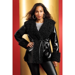 Bianca Faux Curly Shearling Jacket, , large
