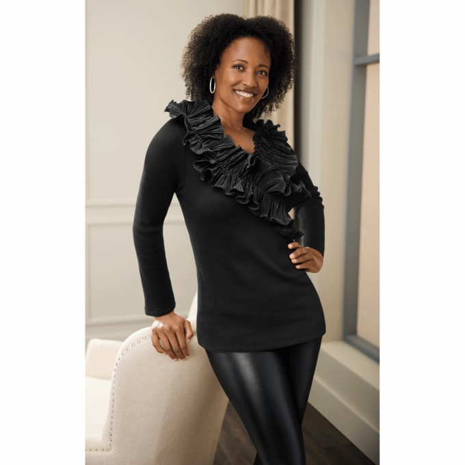 Ella Ruffle Knit Top, , large