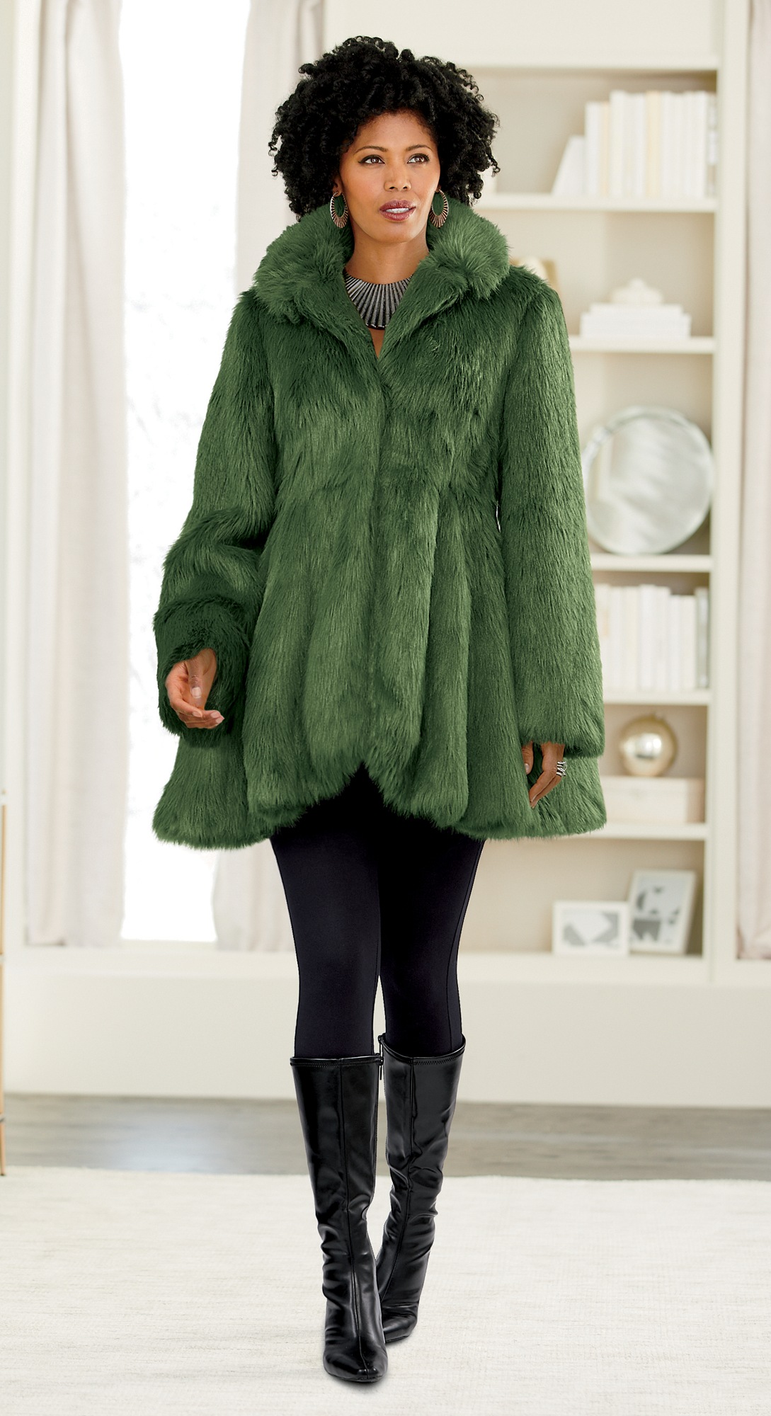 olive fur coat