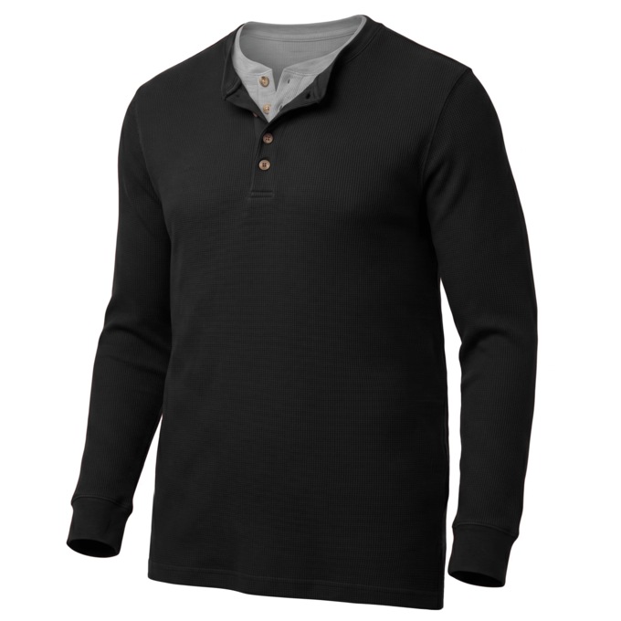 Men's Thermal Cotton-Blend Henley, , large