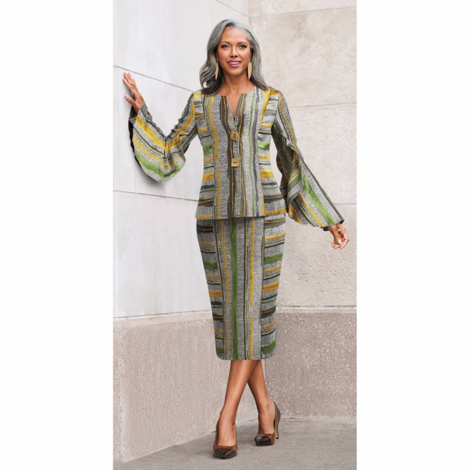 Asheeda Striped Skirt Suit, , large