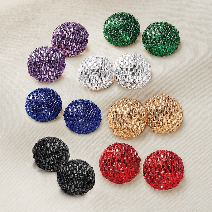 Pave Crystal Dome Earrings, , large