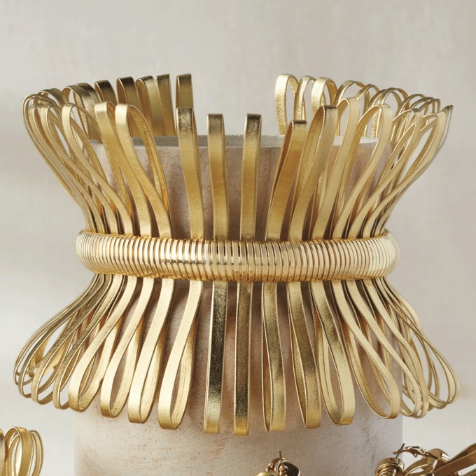 Metallic Faux-Leather Loop Jewelry, , large