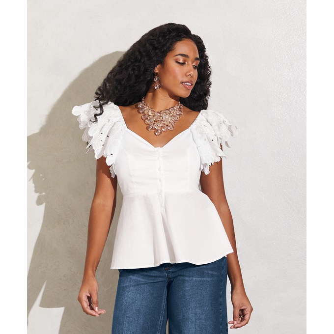 Anessa Cut Out Lace Top, , large