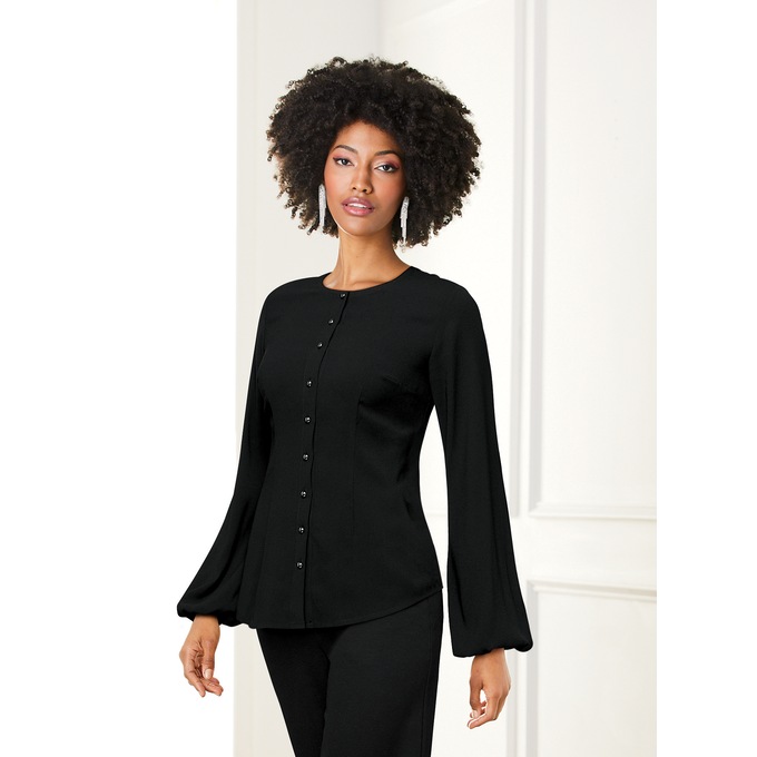 Rashida Removable Ruffle-Collar Blouse, , large