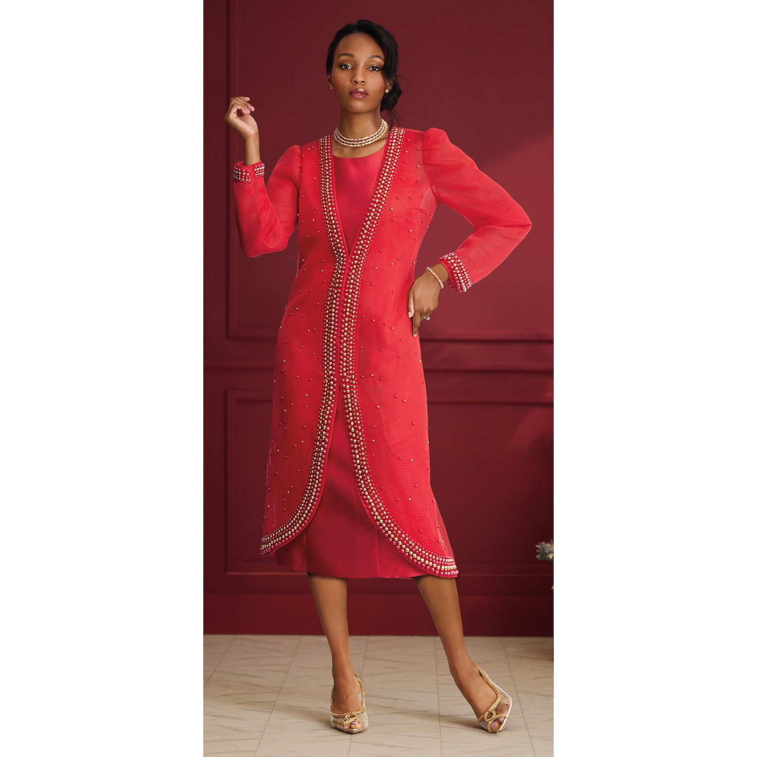 Lelina Pearl Mesh Jacket Dress ASHRO