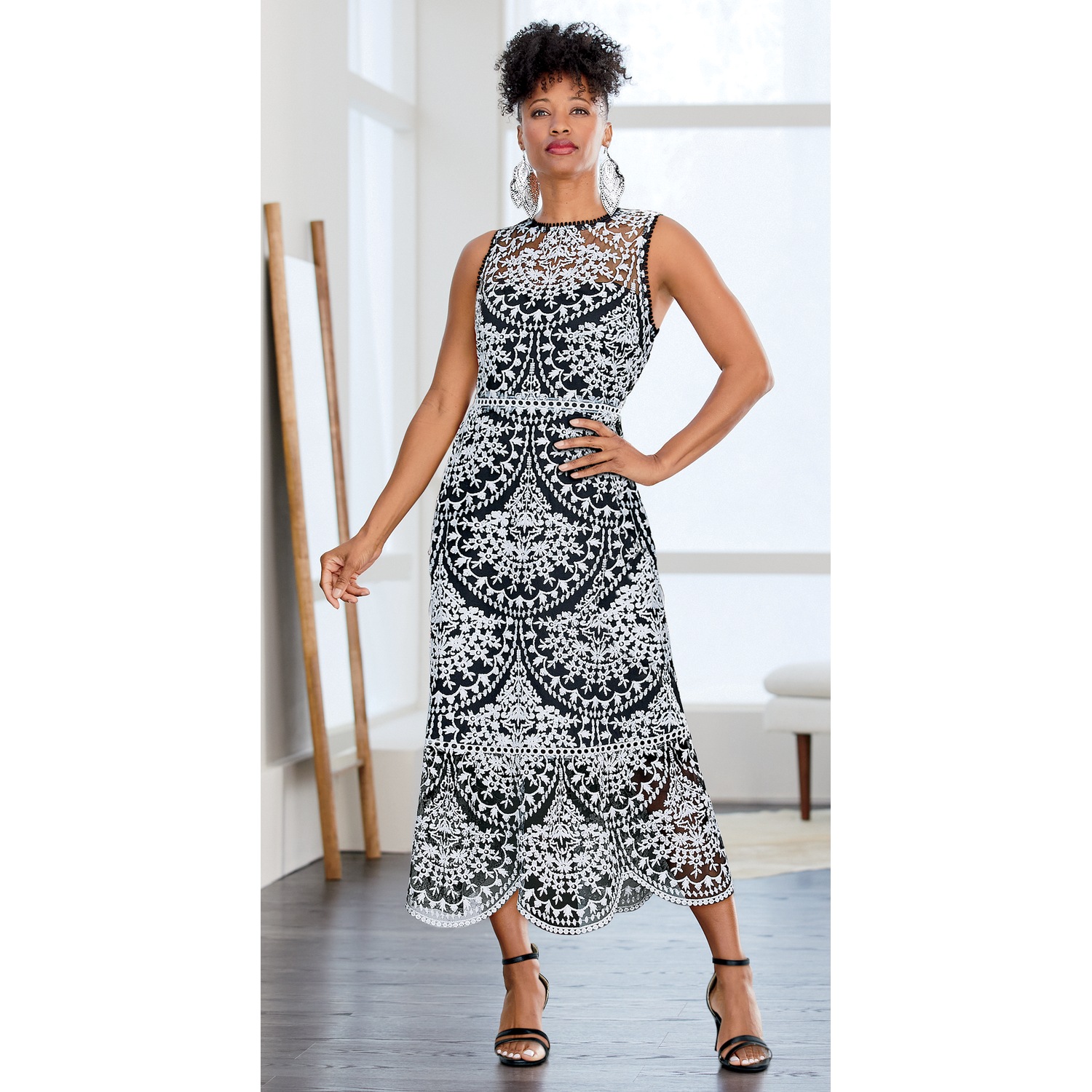Embroidered Lace a Line Dress ASHRO