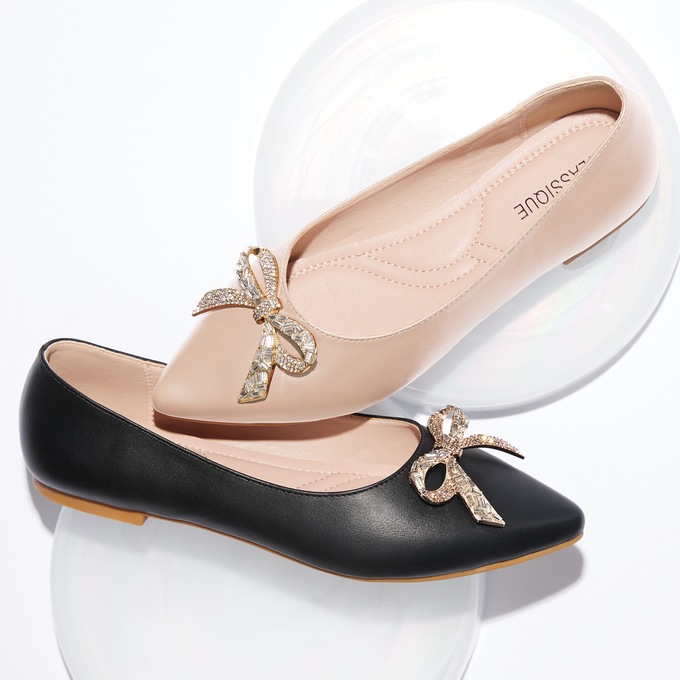 Classique Rhinestone Bow Flat, , large
