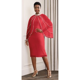 Pearl-Trim Cape Jacket Dress, , large