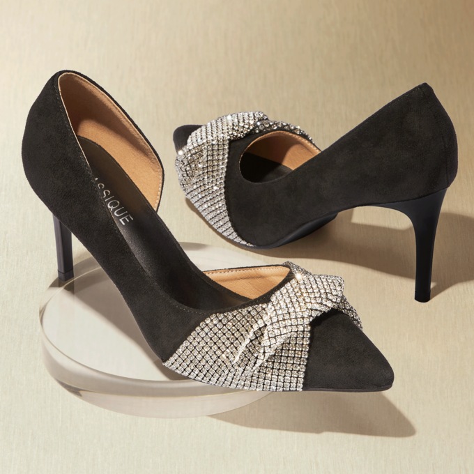 Classique Rhinestone Twist Pump