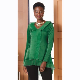 Libbie Satin Pleated Tunic, , large