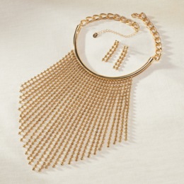 Ball Chain/Fringe Necklace and Earring Set, , large
