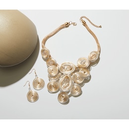 Coils and Crystal Necklace &amp; Earring Set, , large