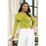Nadia Asymmetrical Bow Crewneck Sweater in Milano Knit, , large