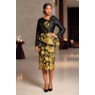Donisha Women's Metallic Jacquard Dress with Bow and Asymmetric Design, , large