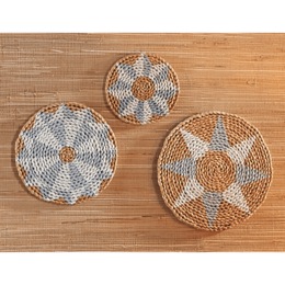 Set Of 3 Woven Textured Wall Art, , large