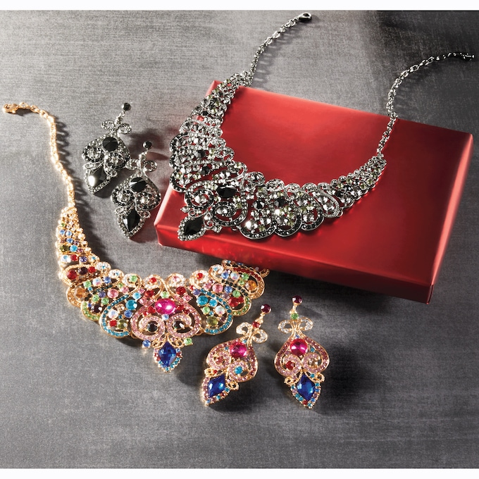 Crystal Vintage Necklace & Earring Set, , large