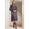 Yalonda Textured A-Line Midi Sweater Dress with Long Flared Sleeve, , large