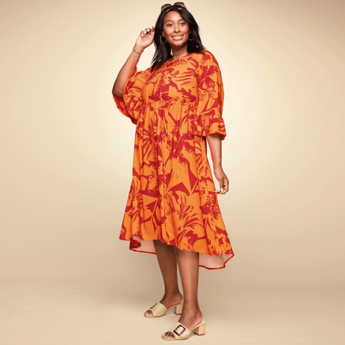Lattice Tie-Front Fit-N-Flare Dress, , large
