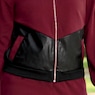 Malia Women's Bomber Jacket Active Set with Faux-Leather Trim and Cargo Pockets, Cranberry, large
