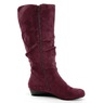 Amanda D'Laurie Tall Scrunch Boot: Rich Faux Suede with 1" Wedge Heel, , large