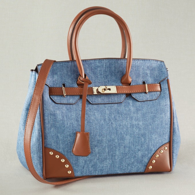 Brittney Faux Leather Satchel, , large