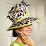 Walidah Hat with Animal Print, Bow and Rhinestones, Green Multi, large