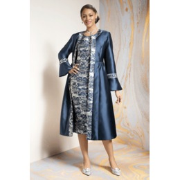 Shakese Metallic-Jacquard 2-Piece Midi Jacket Dress with Bell Cuffs, , large