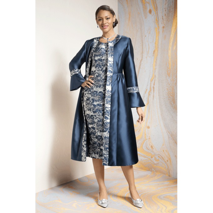 Shakese Metallic-Jacquard 2-Piece Midi Jacket Dress with Bell Cuffs, , large