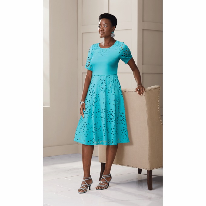 Samsara Fit-and-Flare Cut Out Dress, , large