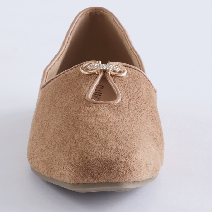 The Classique Keyhole Faux-Suede Flat for Women with Rhinestone Accent, , large
