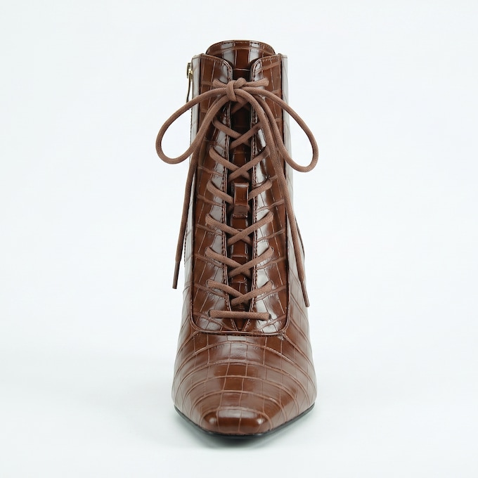 Croco Lace-Up Bootie, , large
