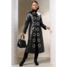Gianna Faux-Leather Grommet Trench Coat with Quilted Vest, , large