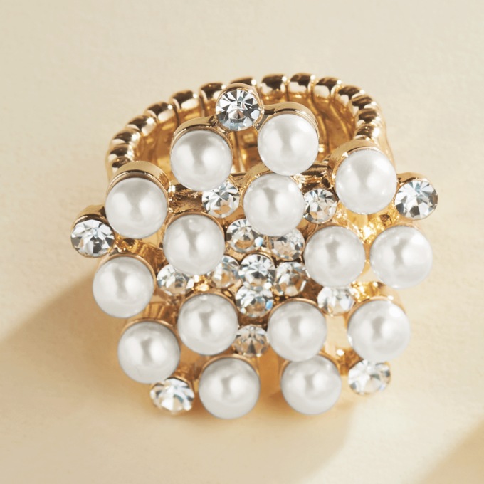 Stone/Round Cluster Stretch Ring, , large