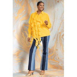 Mindy Cascading Ruffle Button-Down Blouse-Style Tunic for Women, , large