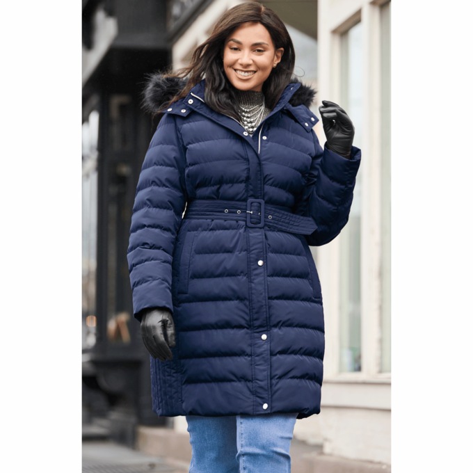 Insulated Puffer Parka with Belt, , large