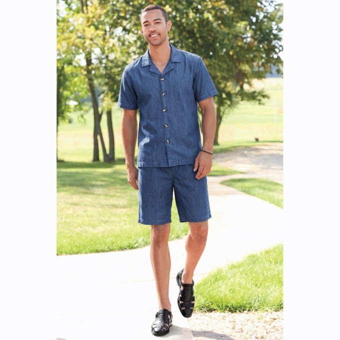 Isaac Denim Short Set, , large