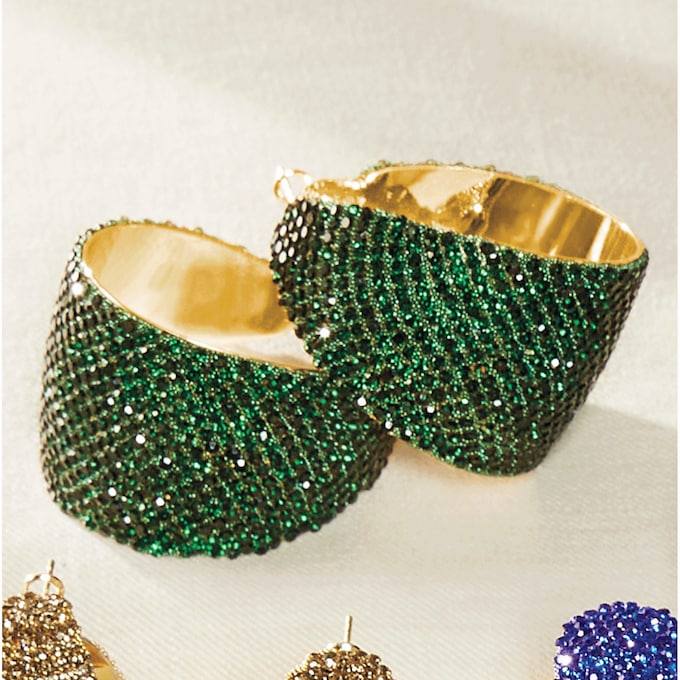 Crystal Color Pavé Wide Hoops, , large