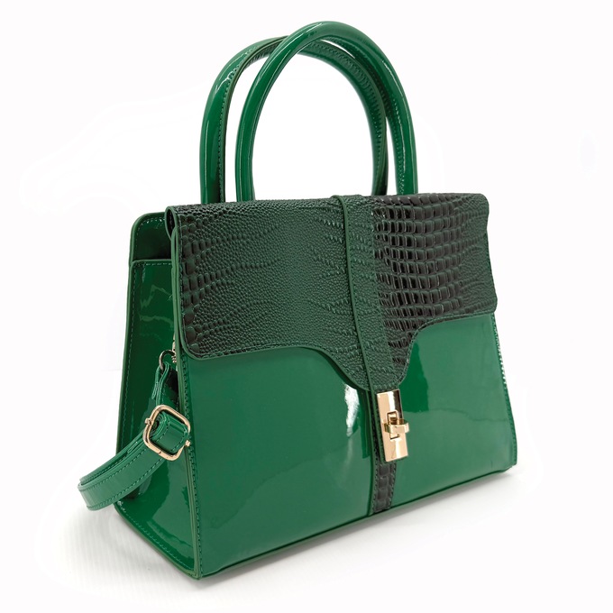 3-Piece Satchel Set with Croco Texture, , large