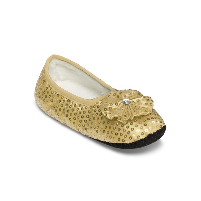 Women's Sequined Footie Slippers, , large