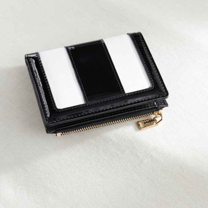 Colorblock Wallet, White Black, large
