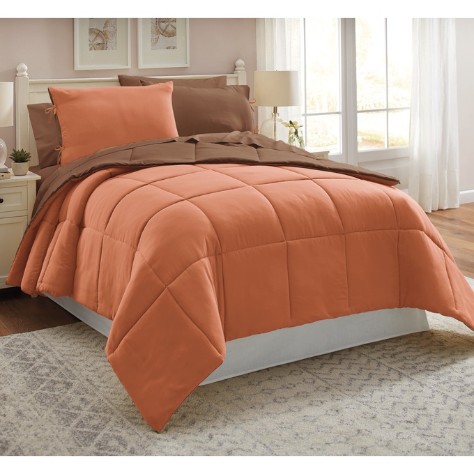 Color Connection Reversible Down-Alternative Comforter Set, Rust Chocolate, large