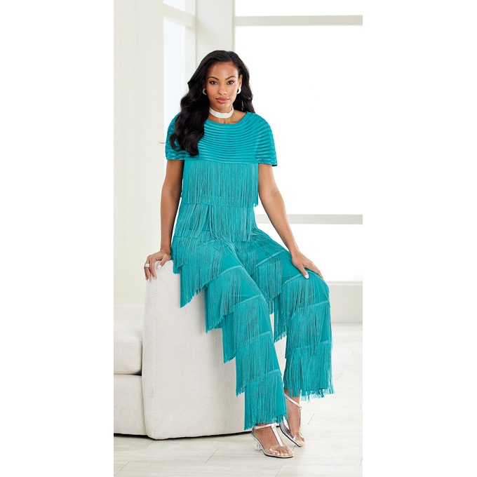 Zazie Fringe Pant Set, , large