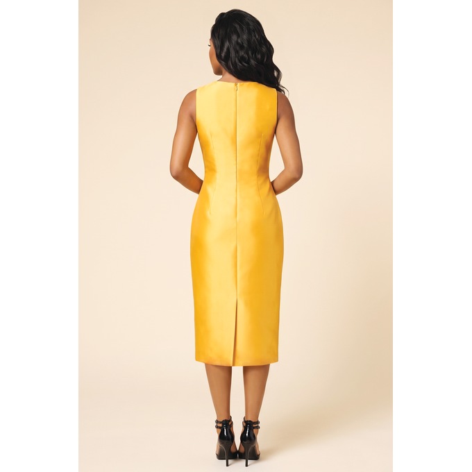 Zariah Midi-Sheath Jacket Dress with Rosette Pin and Rhinestone Accents, , large
